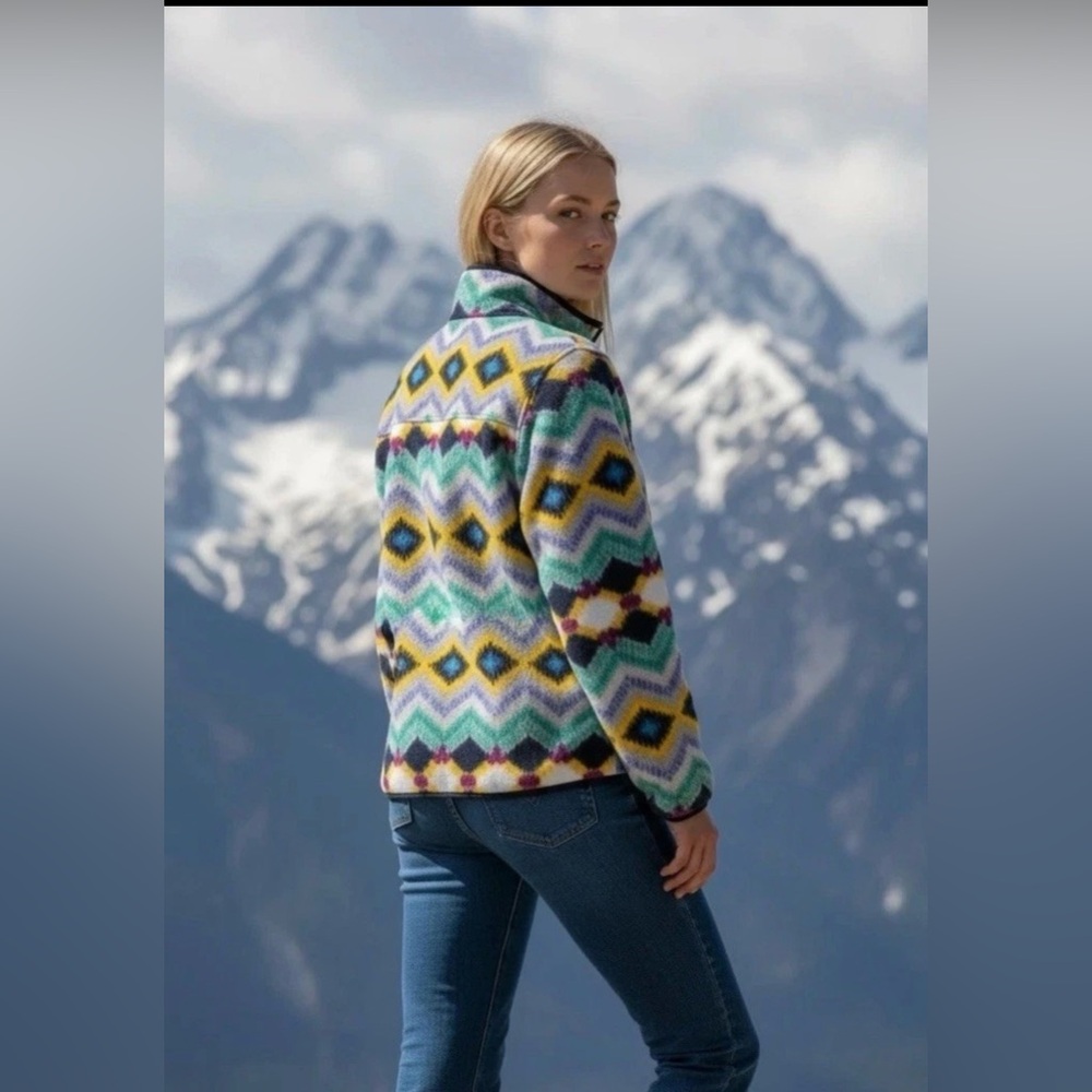 Patagonia Vintage Synchilla Fleece Snap-T Women’s XL Timber Twist Aztec Pullover - Picture 2 of 7
